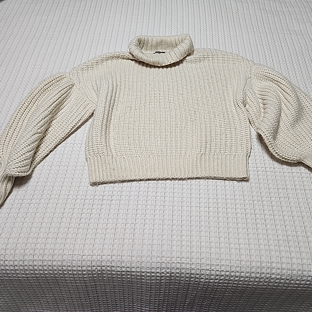 Cream Turtleneck Chunky Knit Sweater